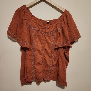 Old Navy Burnt Orange Size XXL Cute Flowy Shirt